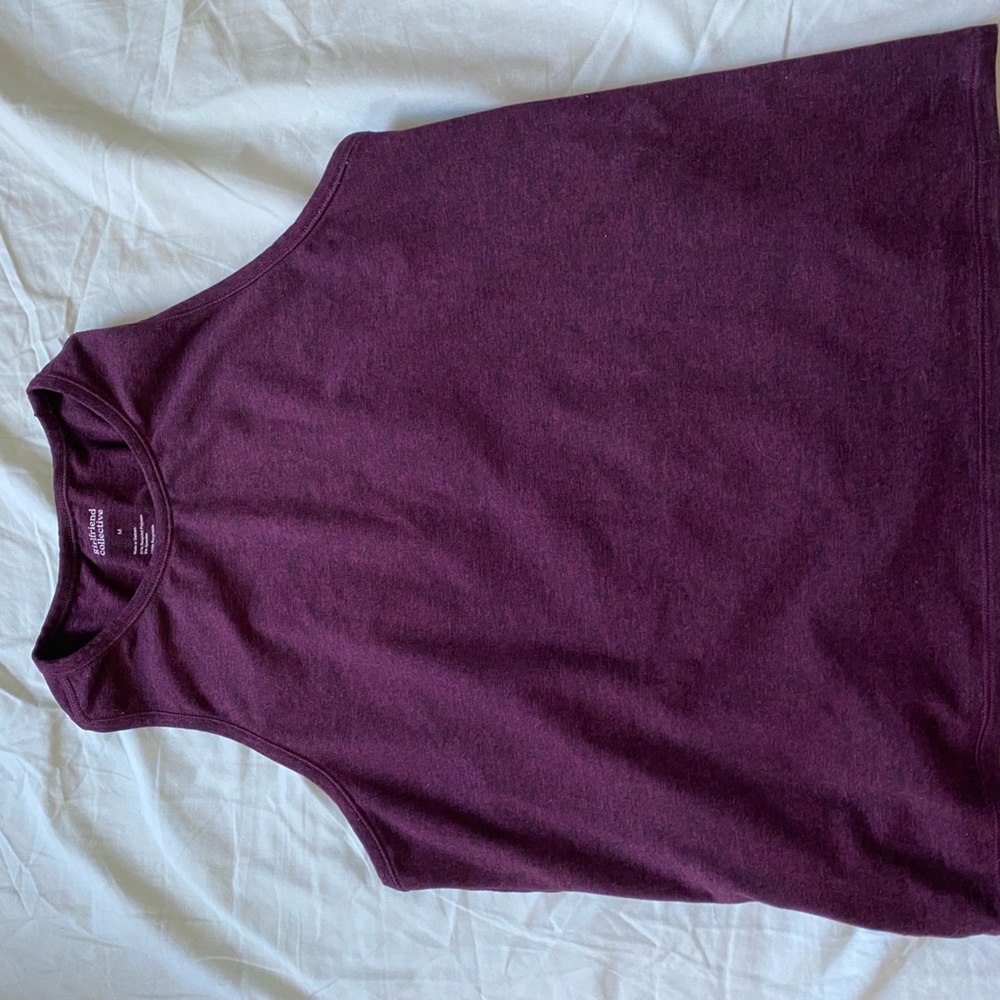 Girlfriend collective M plum reset racerbank tank made from recycled plastic